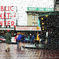 Market in rain J005